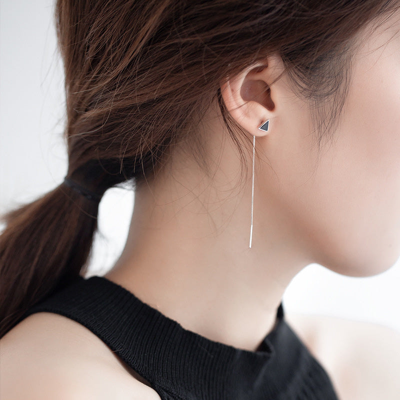 Women's Temperament Triangle Tassel Long Earrings