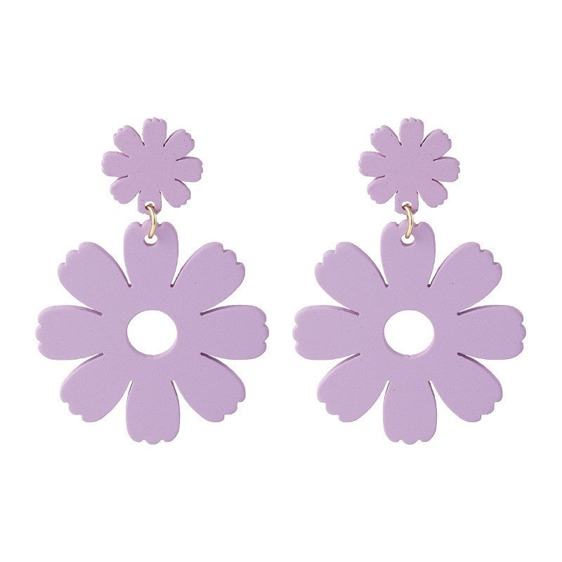 Women's Purple Simple Flower Earrings
