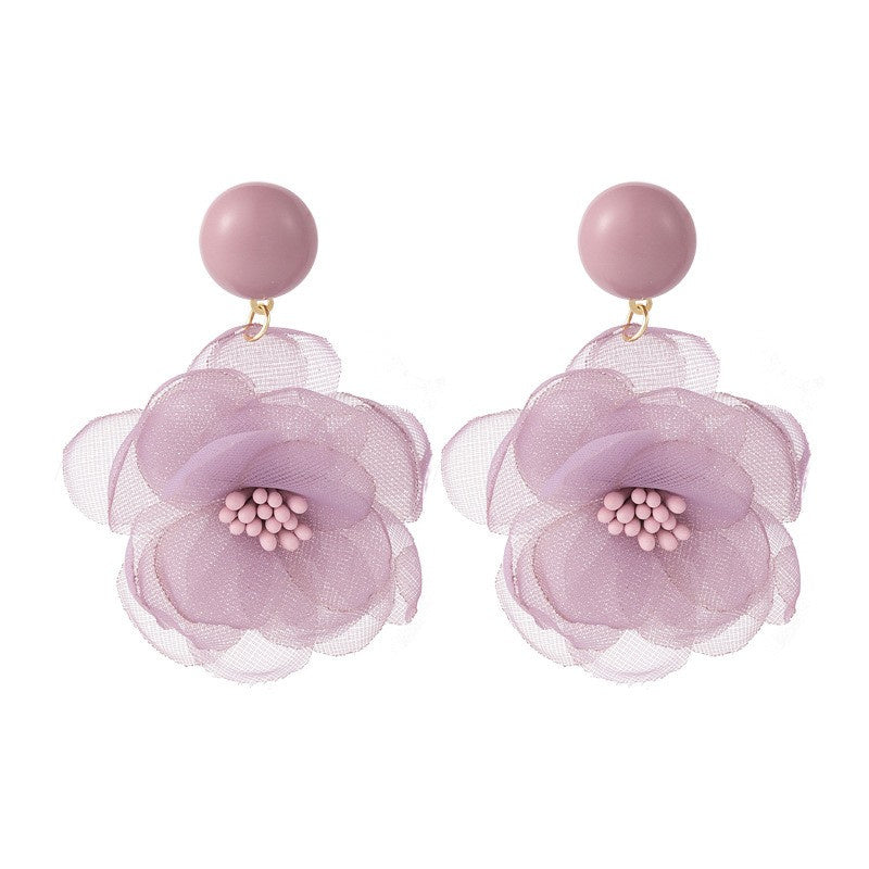 Women's Purple Simple Flower Earrings