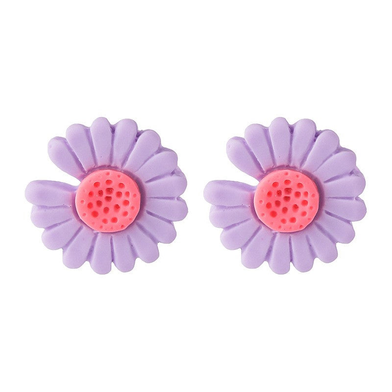 Women's Purple Simple Flower Earrings