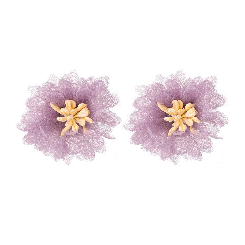 Women's Purple Simple Flower Earrings