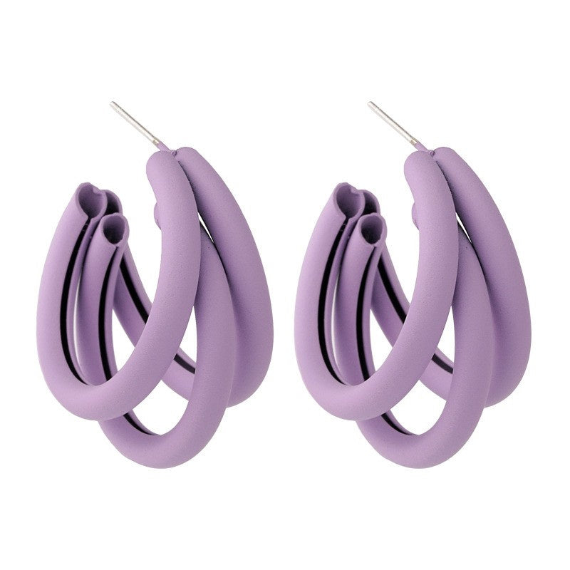 Women's Purple Simple Flower Earrings