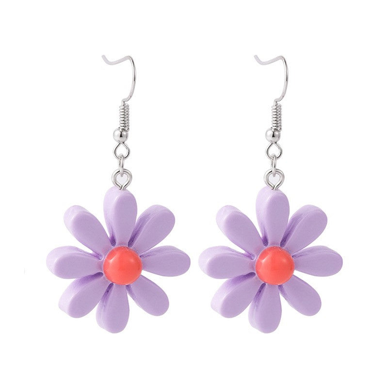 Women's Purple Simple Flower Earrings