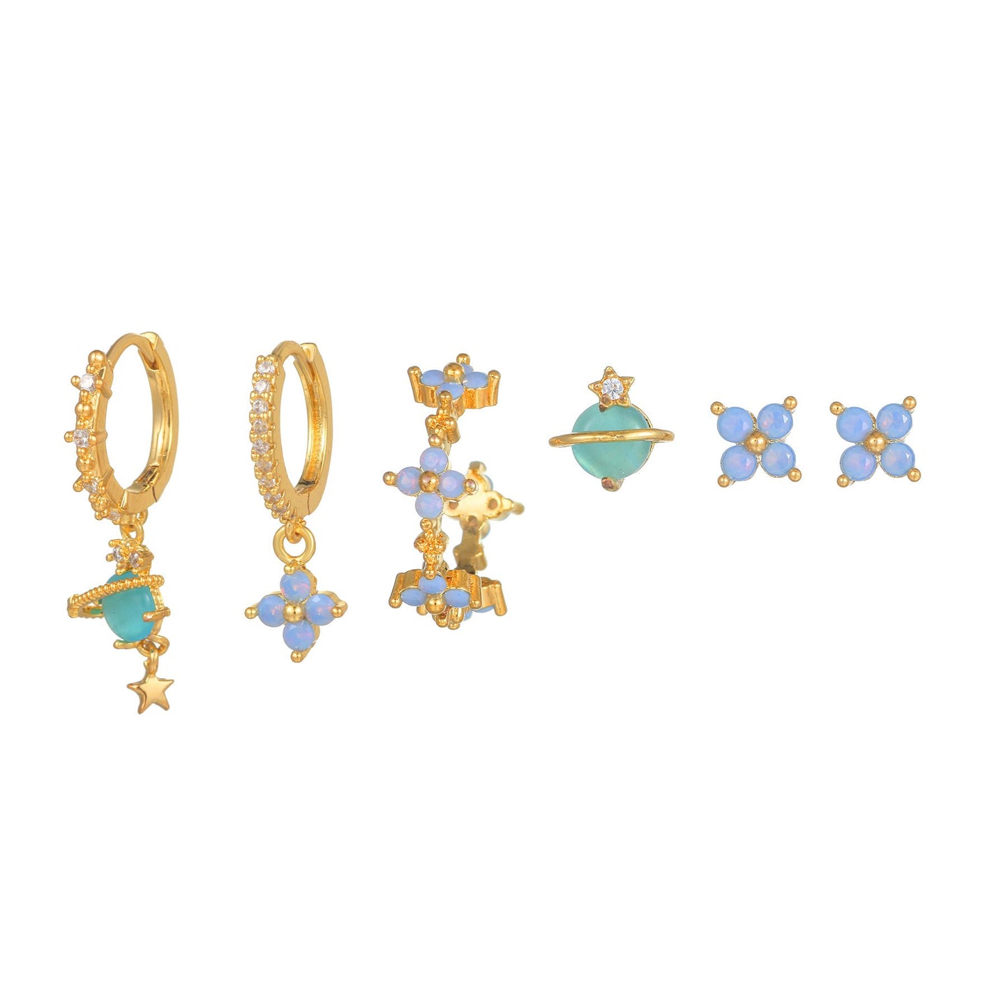 Korean Style Elegant Six Pieces Ornament Cute Sweet Girly Temperamental Gentle Exquisite Earrings