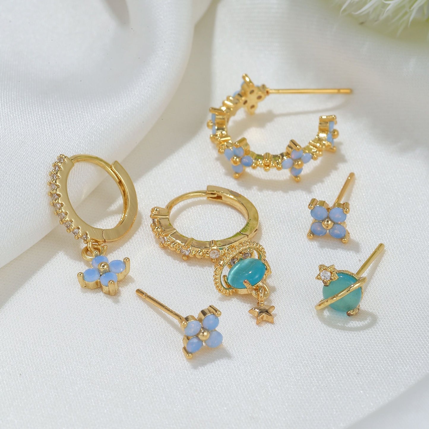 Korean Style Elegant Six Pieces Ornament Cute Sweet Girly Temperamental Gentle Exquisite Earrings