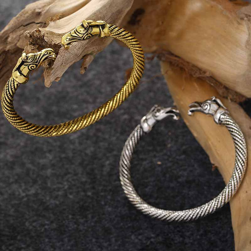Animal Head Vintage Steel Wire Twisted Adjustable Bracelet