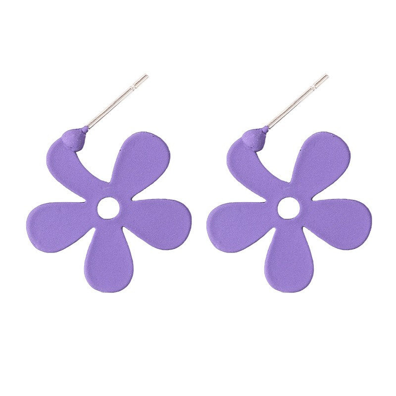Women's Purple Simple Flower Earrings