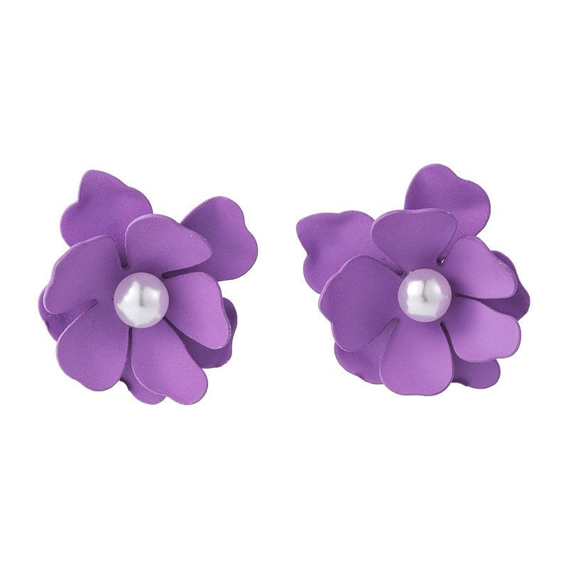 Women's Purple Simple Flower Earrings