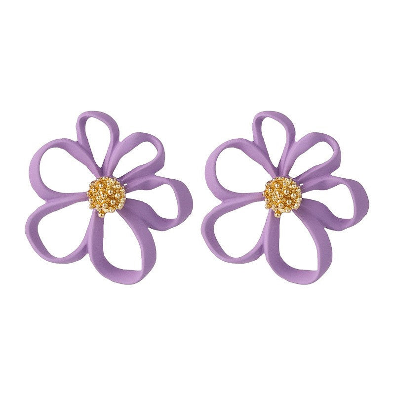 Women's Purple Simple Flower Earrings