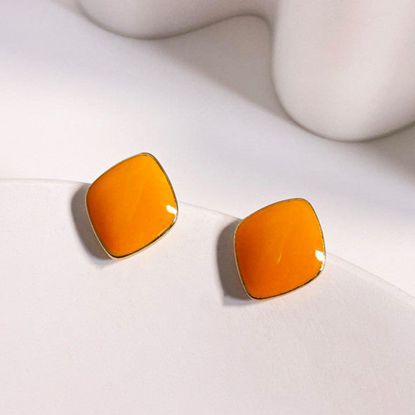 S925 Silver Needle Orange Green Blue Earrings