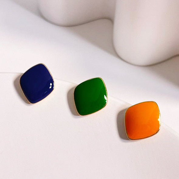 S925 Silver Needle Orange Green Blue Earrings