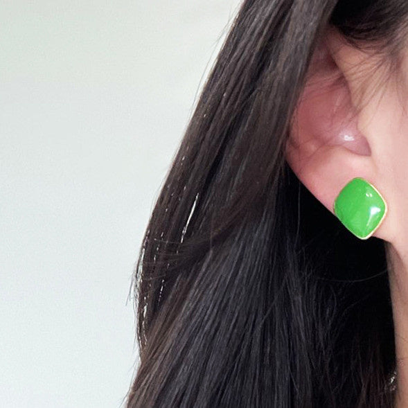 S925 Silver Needle Orange Green Blue Earrings