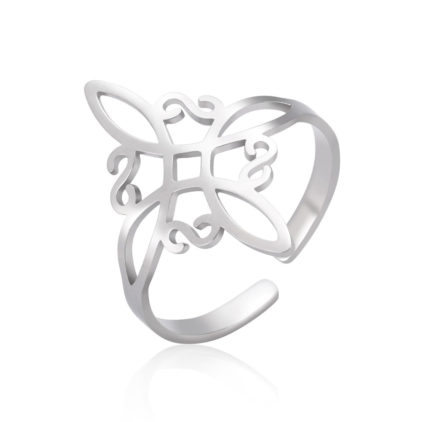 Trinket Cut Titanium Steel Witch Knot S-shaped Ring
