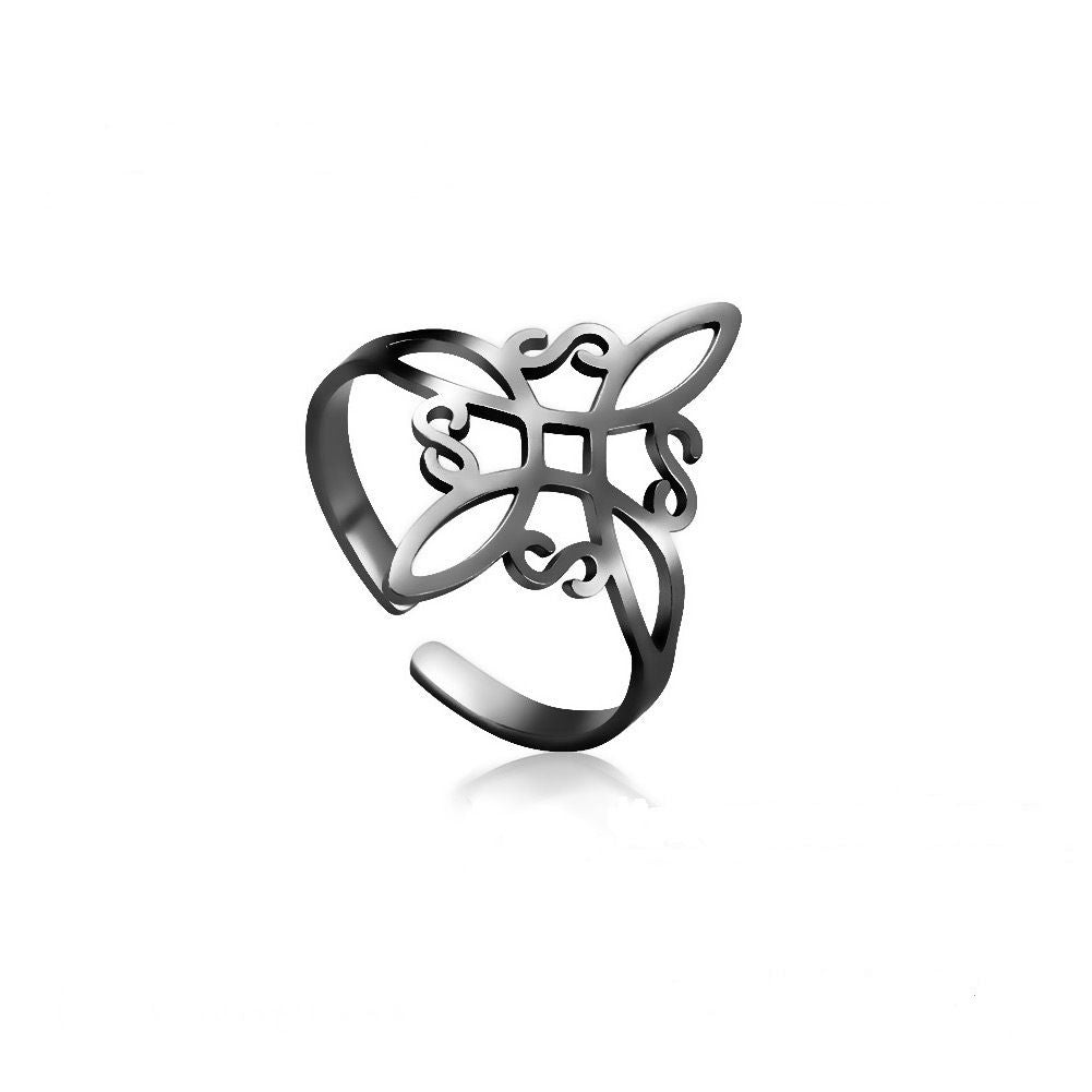 Trinket Cut Titanium Steel Witch Knot S-shaped Ring
