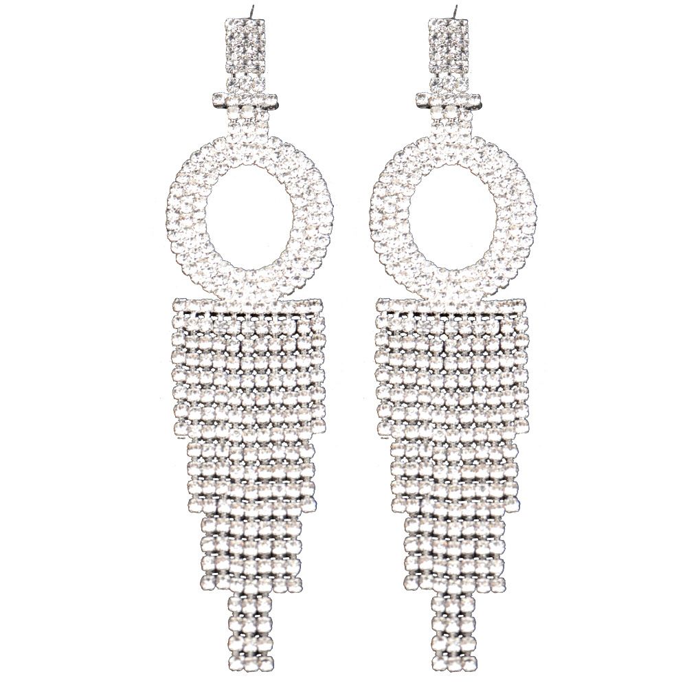 Fashion Jewelry 925 Silver Needle Ornaments Rhinestone Letter B Earrings Banquet Tassel Ear Ornaments Female