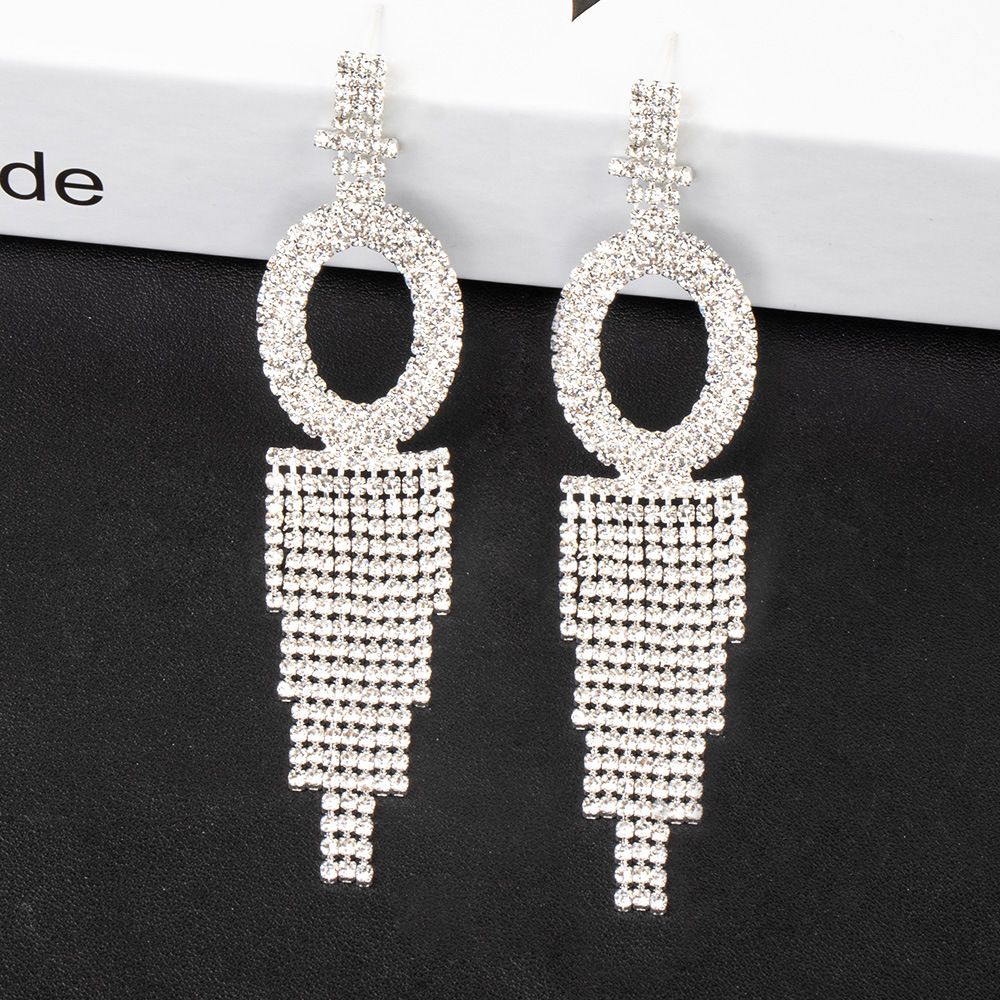 Fashion Jewelry 925 Silver Needle Ornaments Rhinestone Letter B Earrings Banquet Tassel Ear Ornaments Female