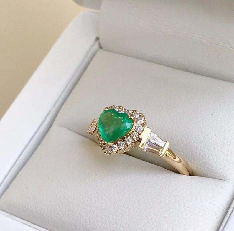New Genuine Gold Plated Engagement Ring With Peach Heart Zirconia