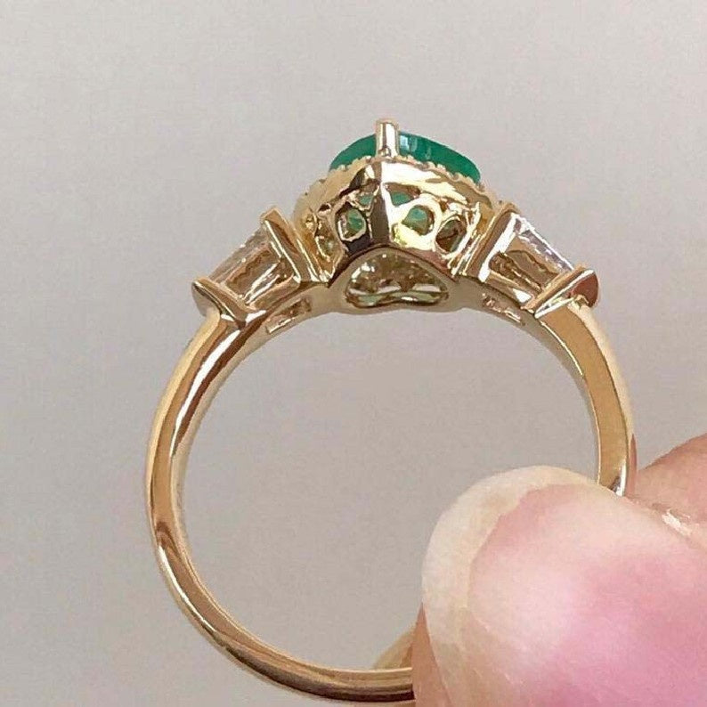 New Genuine Gold Plated Engagement Ring With Peach Heart Zirconia