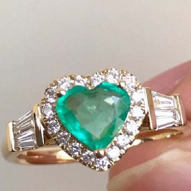 New Genuine Gold Plated Engagement Ring With Peach Heart Zirconia