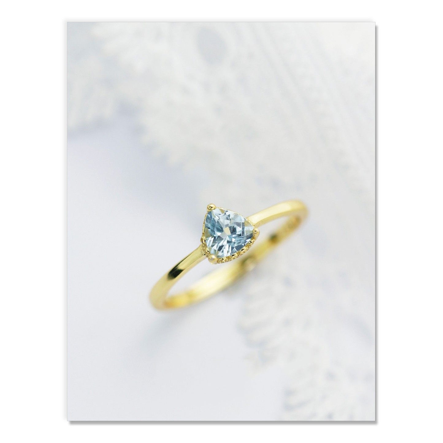 925 Silver Sky Blue Topa Triangle Cut Ring Adjustable