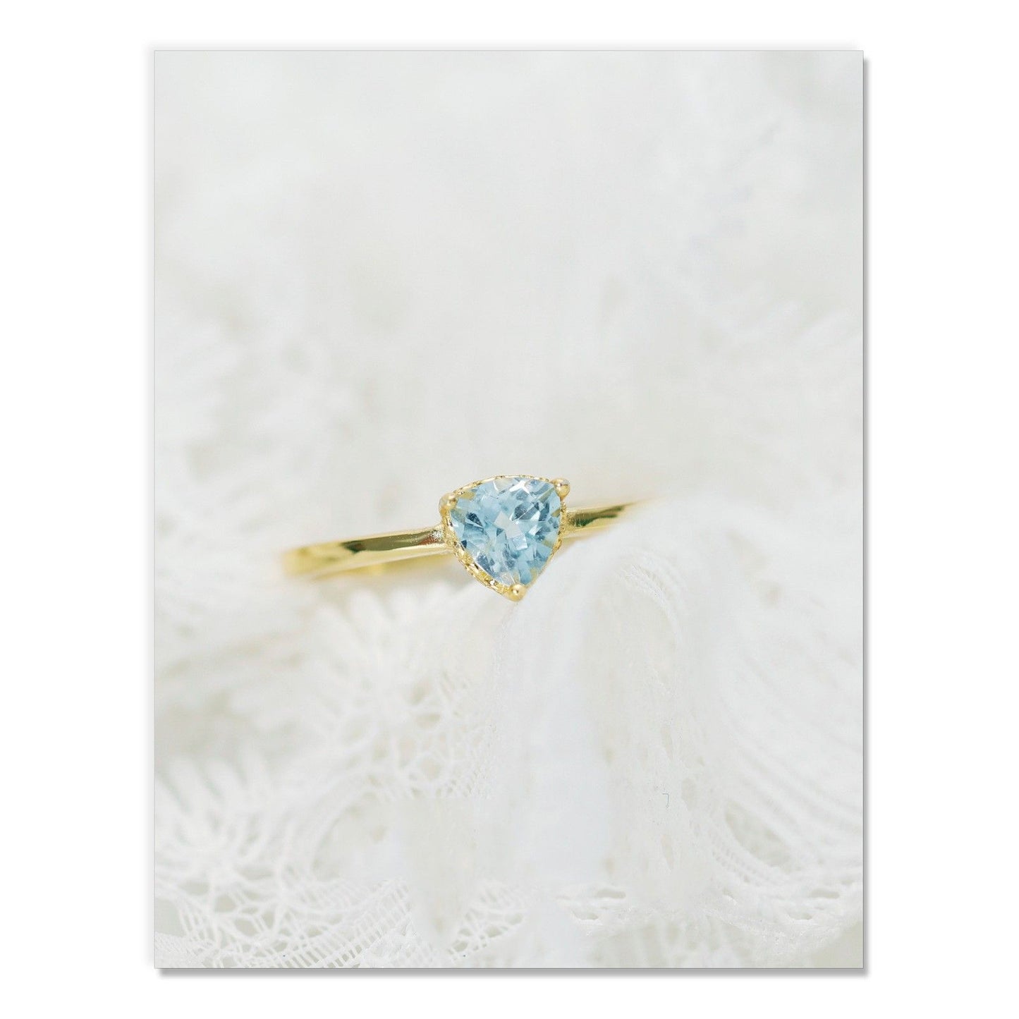925 Silver Sky Blue Topa Triangle Cut Ring Adjustable