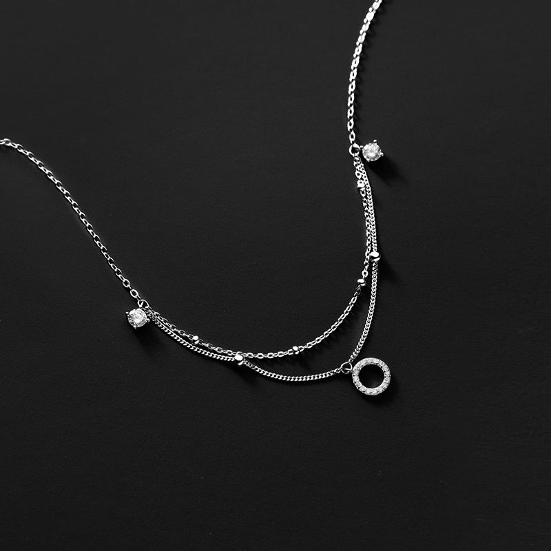 Silver Diamond Ring Anklet Double Layer Simple
