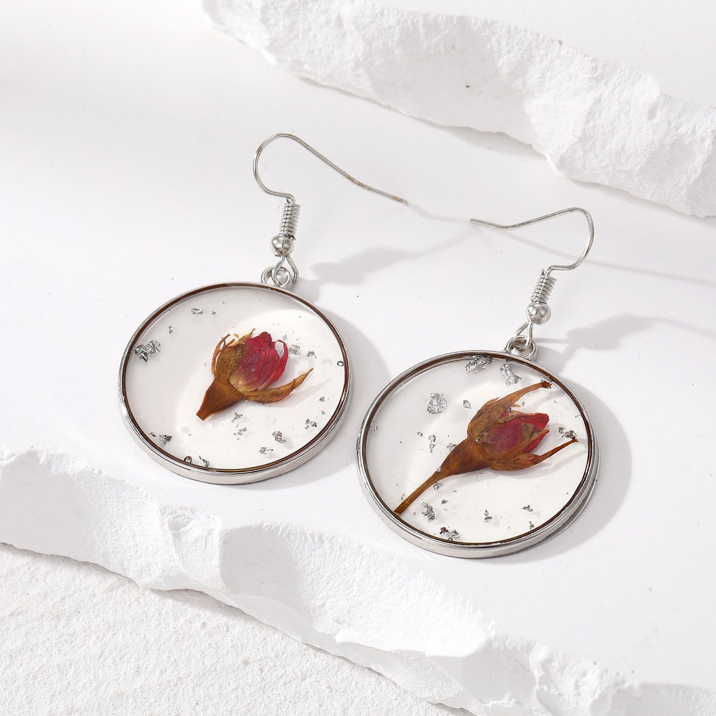 Transparent Personalized Fashion Retro Simple Small Natural Dry Flower Earrings