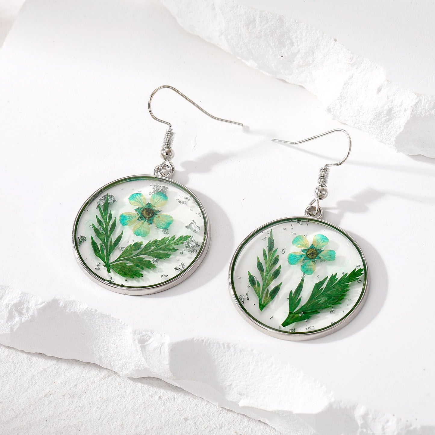 Transparent Personalized Fashion Retro Simple Small Natural Dry Flower Earrings
