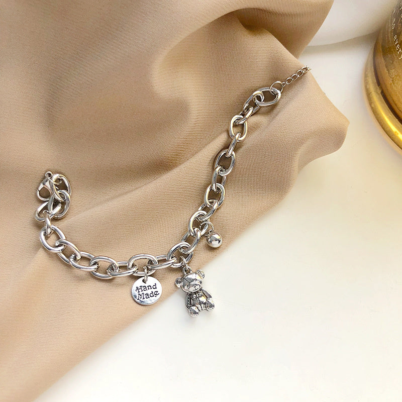 Korean Vintage Bear Personality Cold Style Pendant Set Hand Jewelry