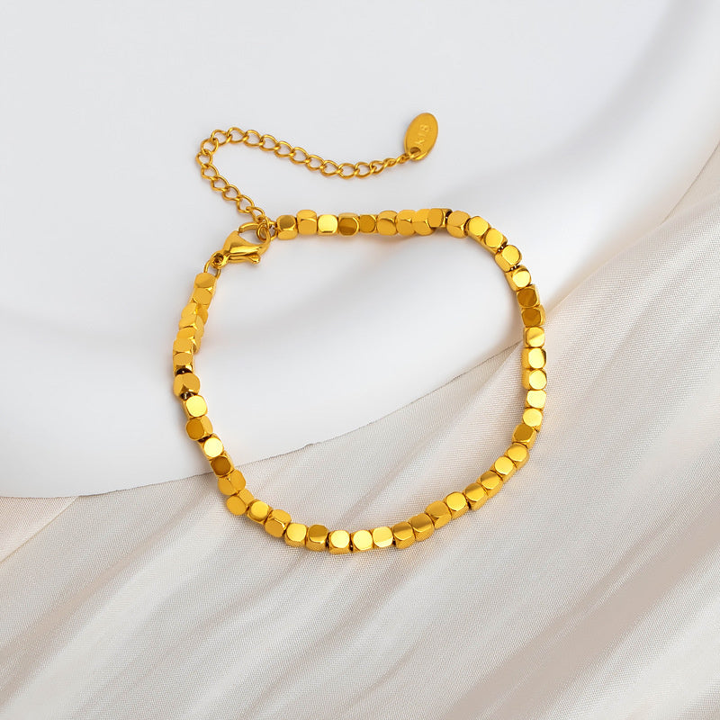 Titanium Steel 18k Gold Small Square Bracelet