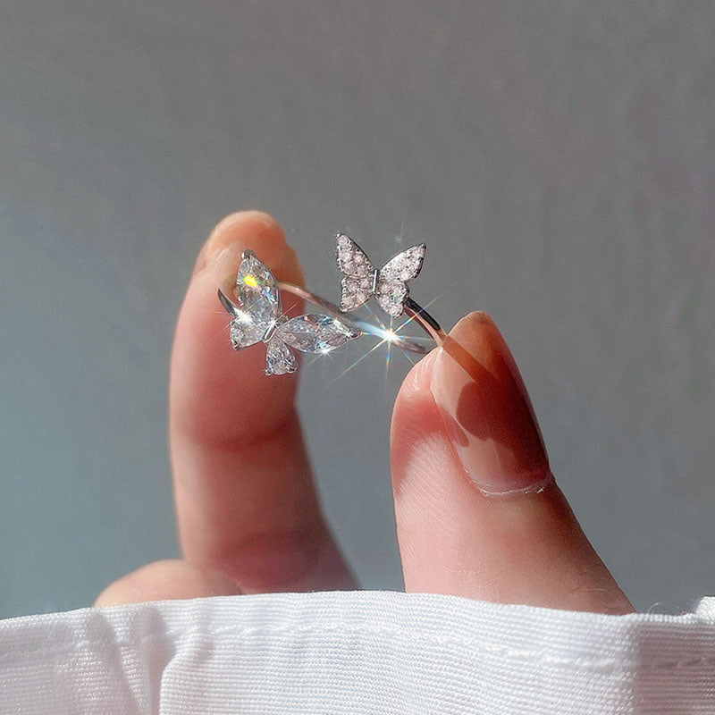 S925 Sterling Silver Butterfly Ring Female