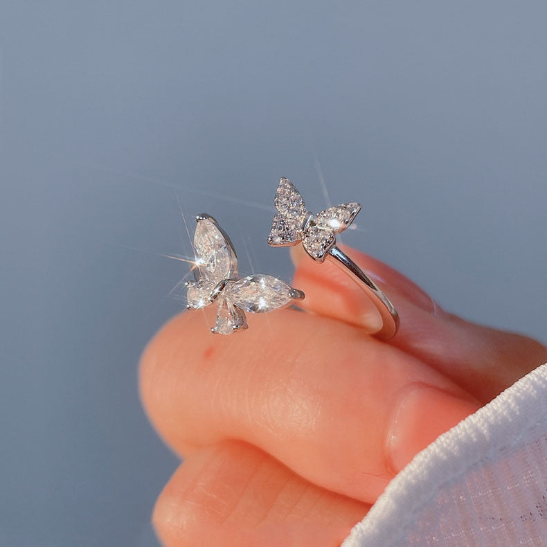 S925 Sterling Silver Butterfly Ring Female