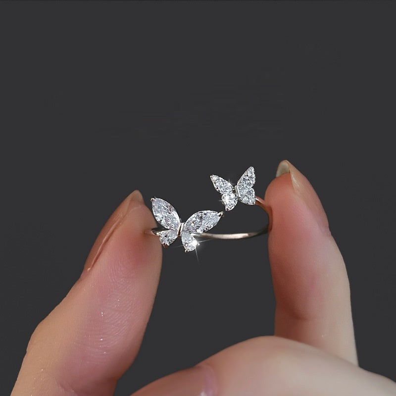 S925 Sterling Silver Butterfly Ring Female