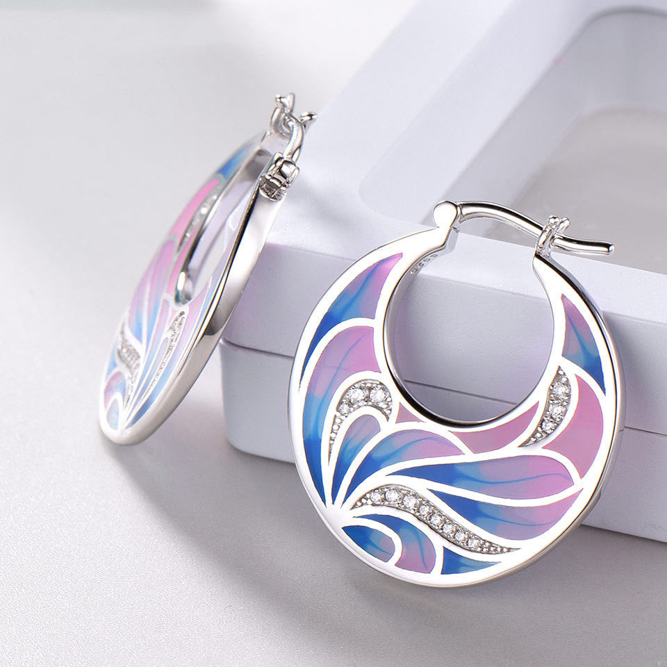 Women's Colorful Bud Drip Earrings With Enamel Glaze