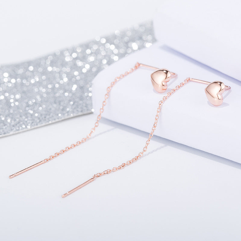 Peach Heart-shaped Ear Wire Female Long Temperament Earrings