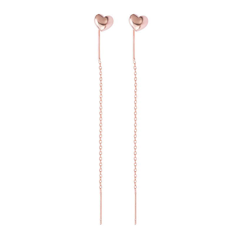 Peach Heart-shaped Ear Wire Female Long Temperament Earrings