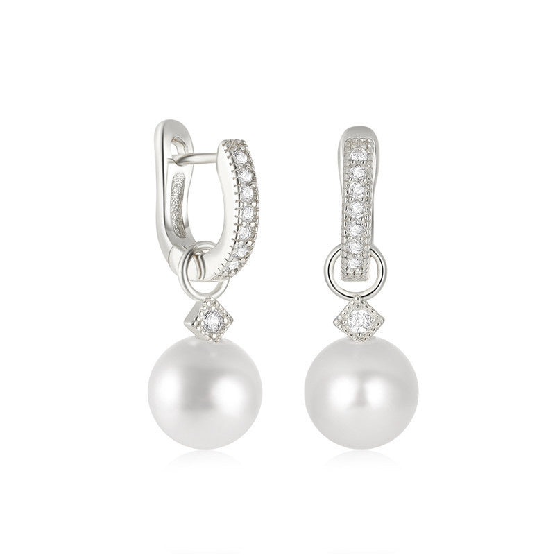 Elegant S925 Sterling Silver U-shaped Pearl Earrings