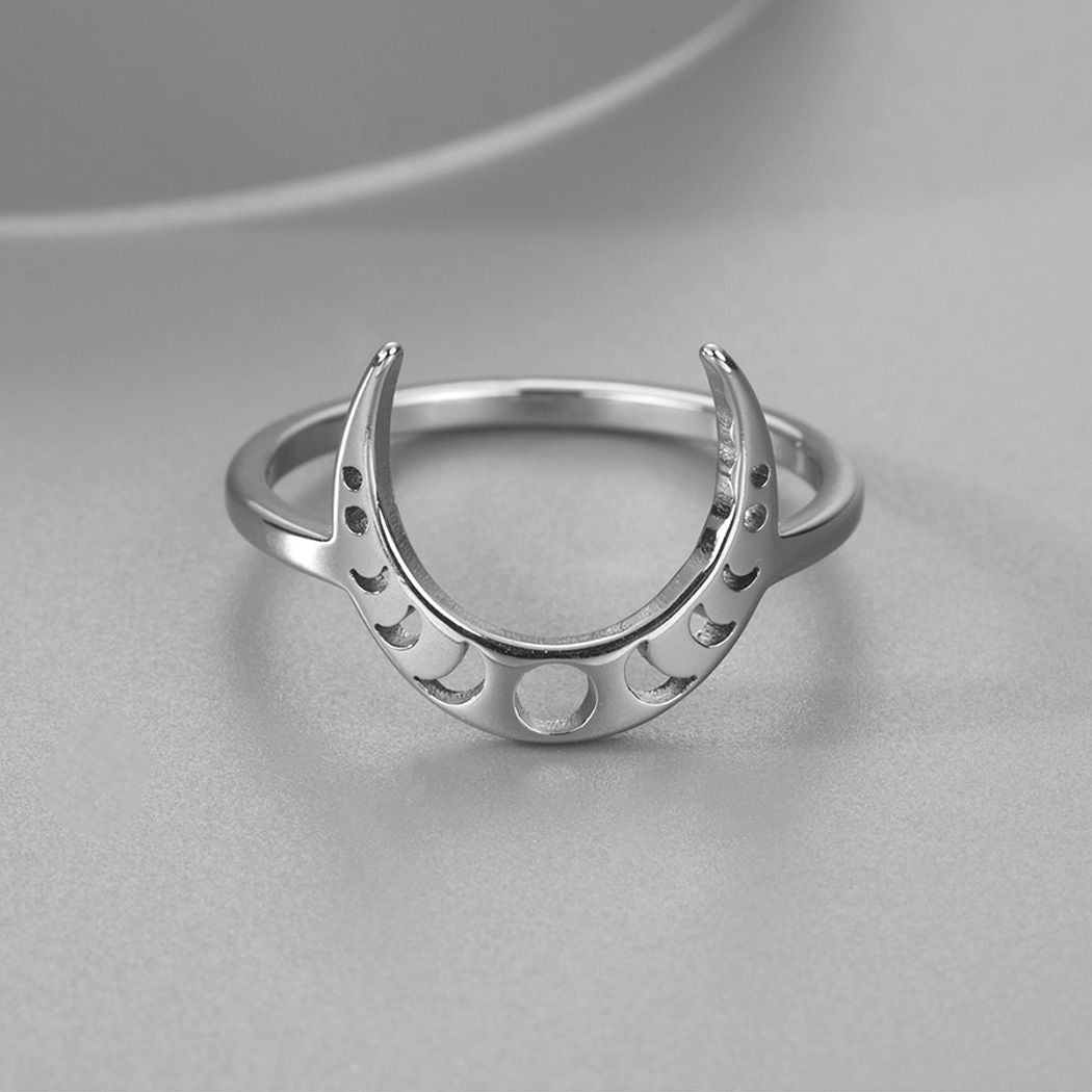 Women's Crescent Stainless Steel Ring