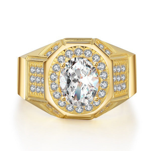 18K Gold Plated AAA Simulated Zircon Men's Engagement Ring