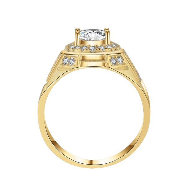 18K Gold Plated AAA Simulated Zircon Men's Engagement Ring