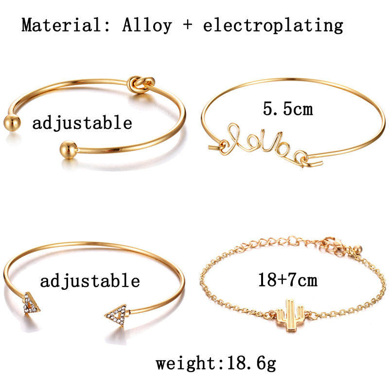 Triangle Knotted LOVE Letter Cactus Bracelet