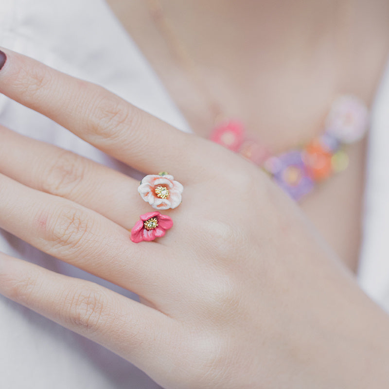 Women's Fashion Simple Enamel Three-dimensional Flower Ring