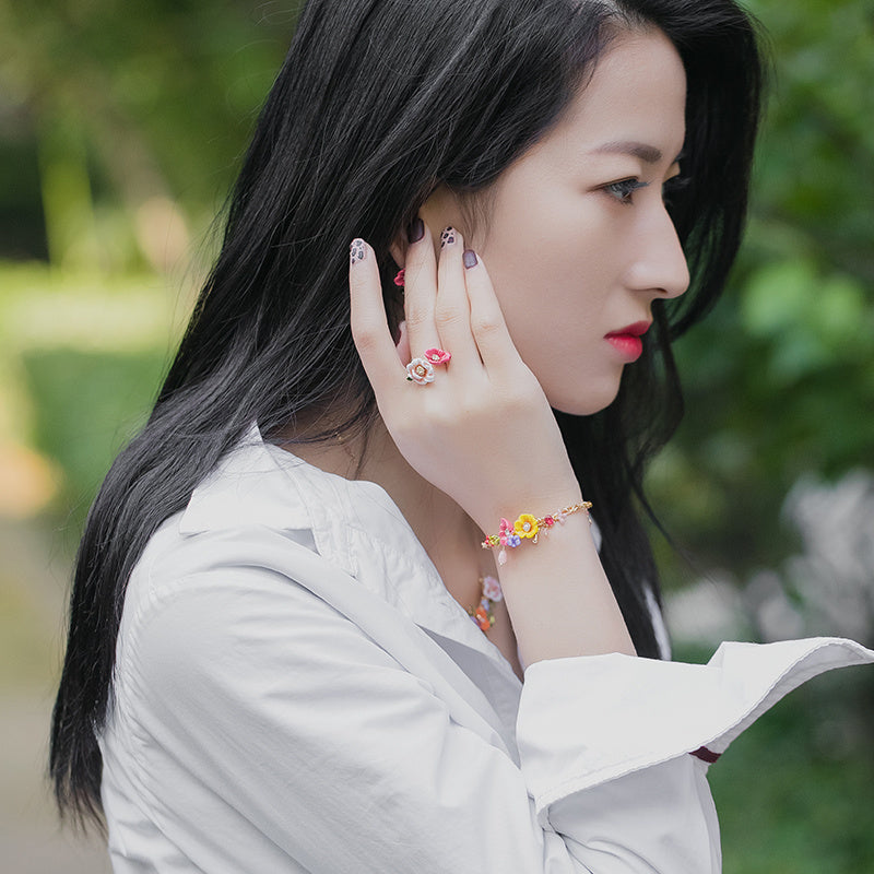 Women's Fashion Simple Enamel Three-dimensional Flower Ring