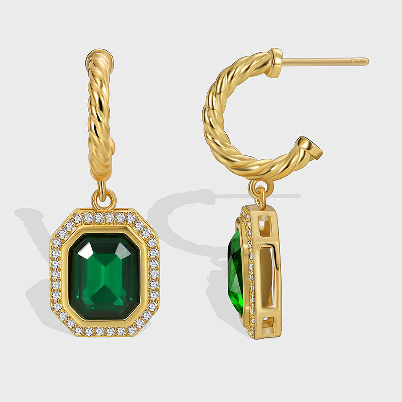 Women's Vintage Temperament Emerald Zirconia Earrings
