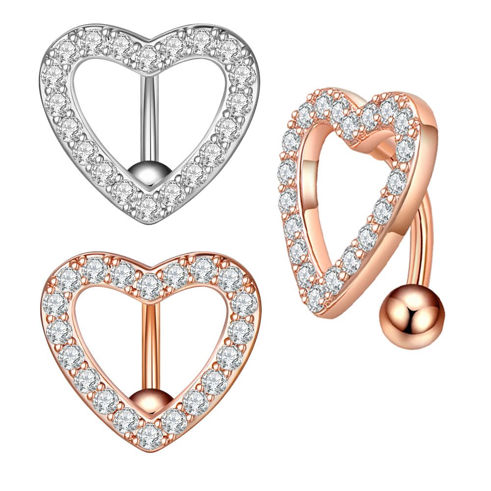 New Heart-shaped Zircon Navel Pin Piercing Ornament