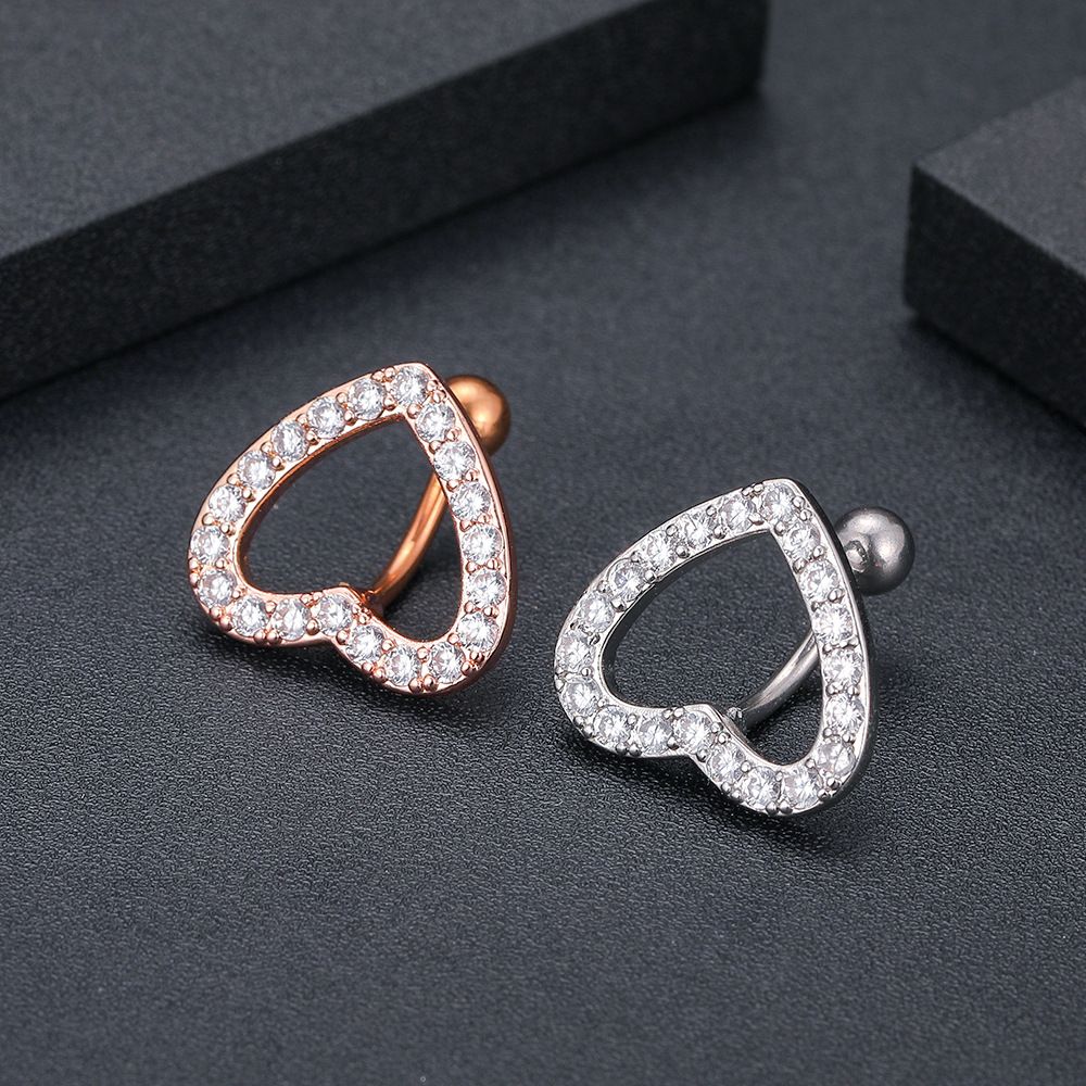 New Heart-shaped Zircon Navel Pin Piercing Ornament