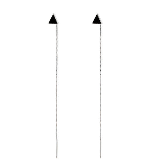 Women's Temperament Triangle Tassel Long Earrings