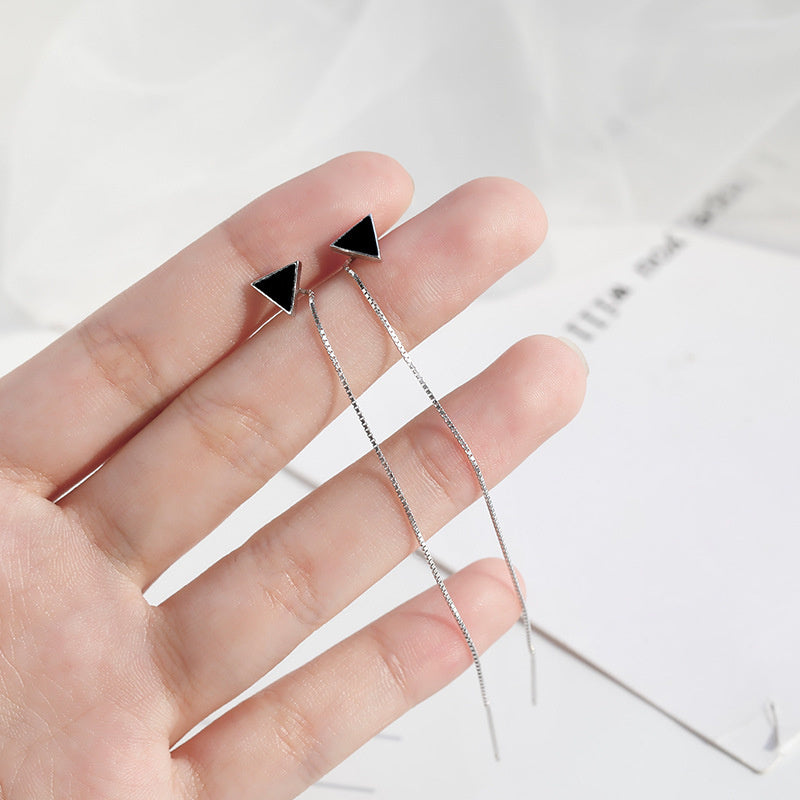Women's Temperament Triangle Tassel Long Earrings