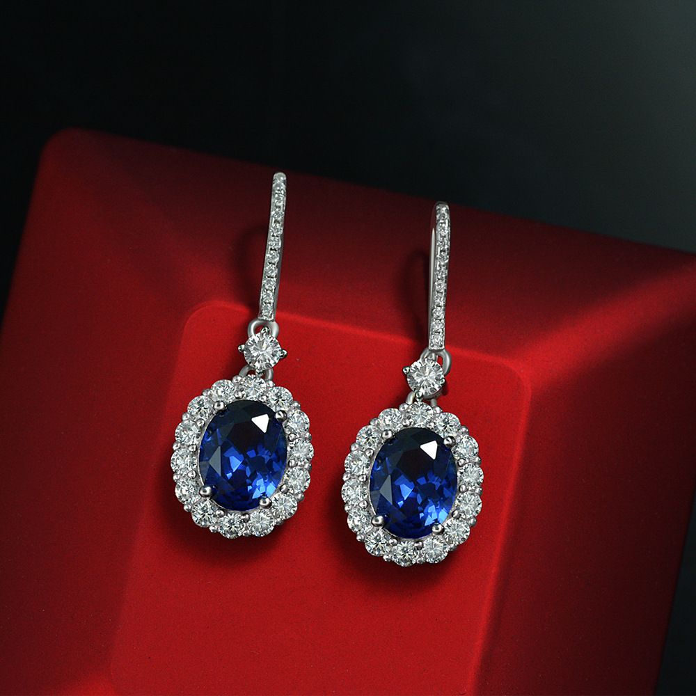 Royal Blue Earrings Classic Retro All Over