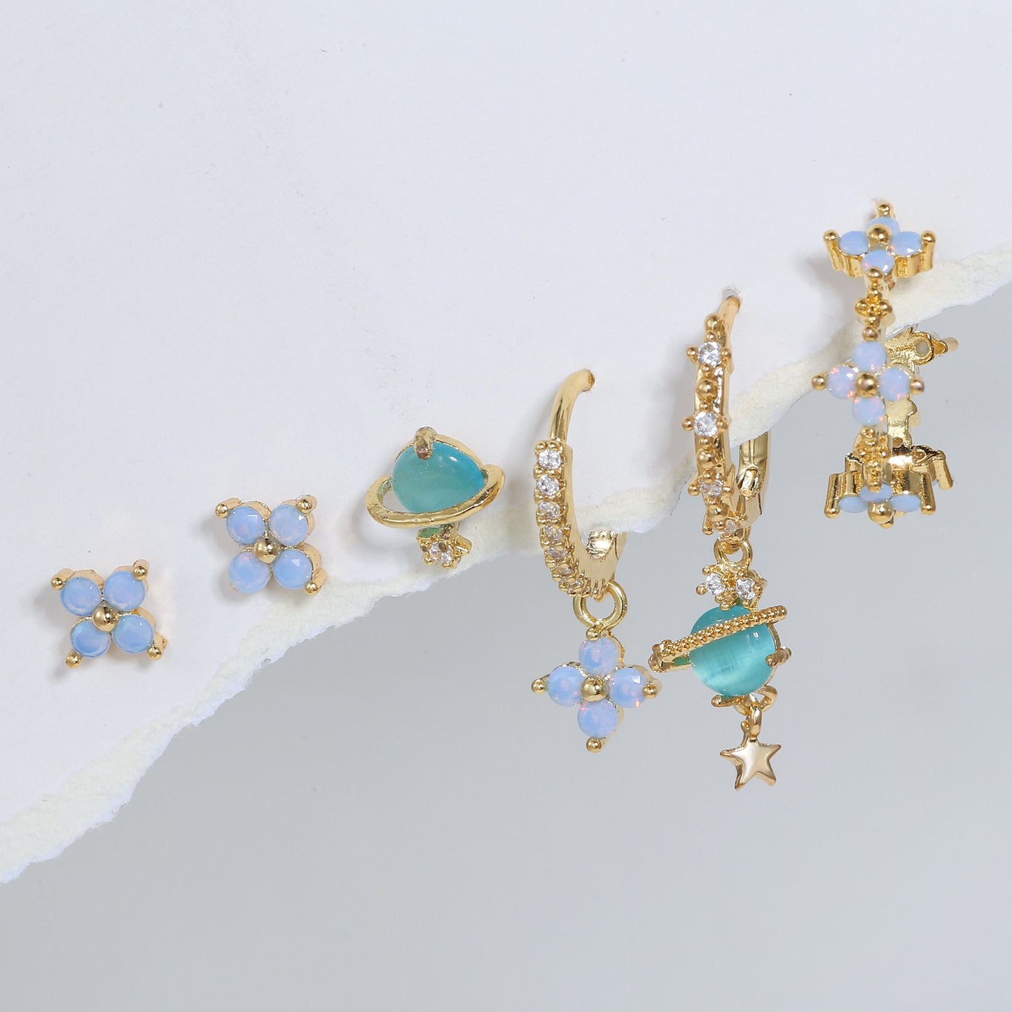 Korean Style Elegant Six Pieces Ornament Cute Sweet Girly Temperamental Gentle Exquisite Earrings